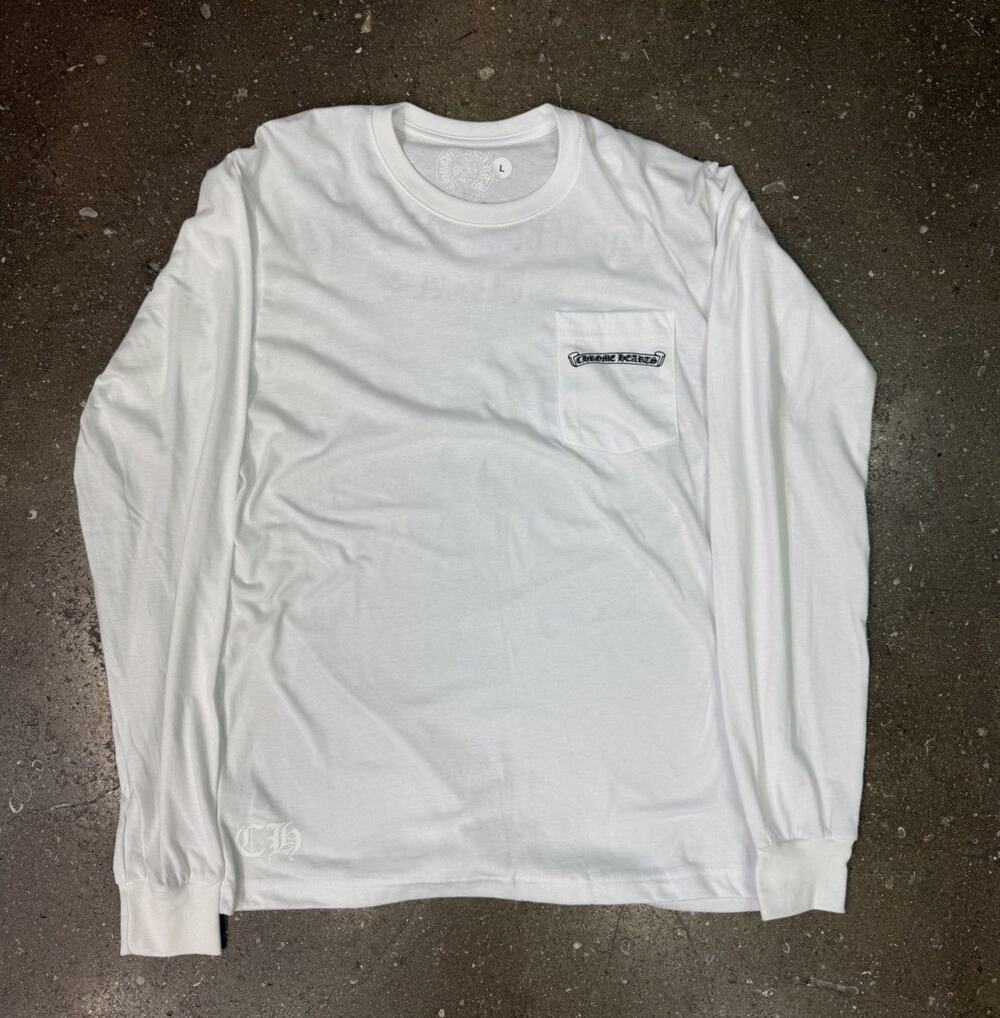 Chrome Hearts USA Scroll Logo White Longsleeve T-Shirt